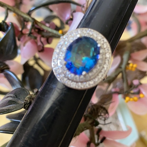 Vintage 925 mystic topaz & white sapphire ring main image 4